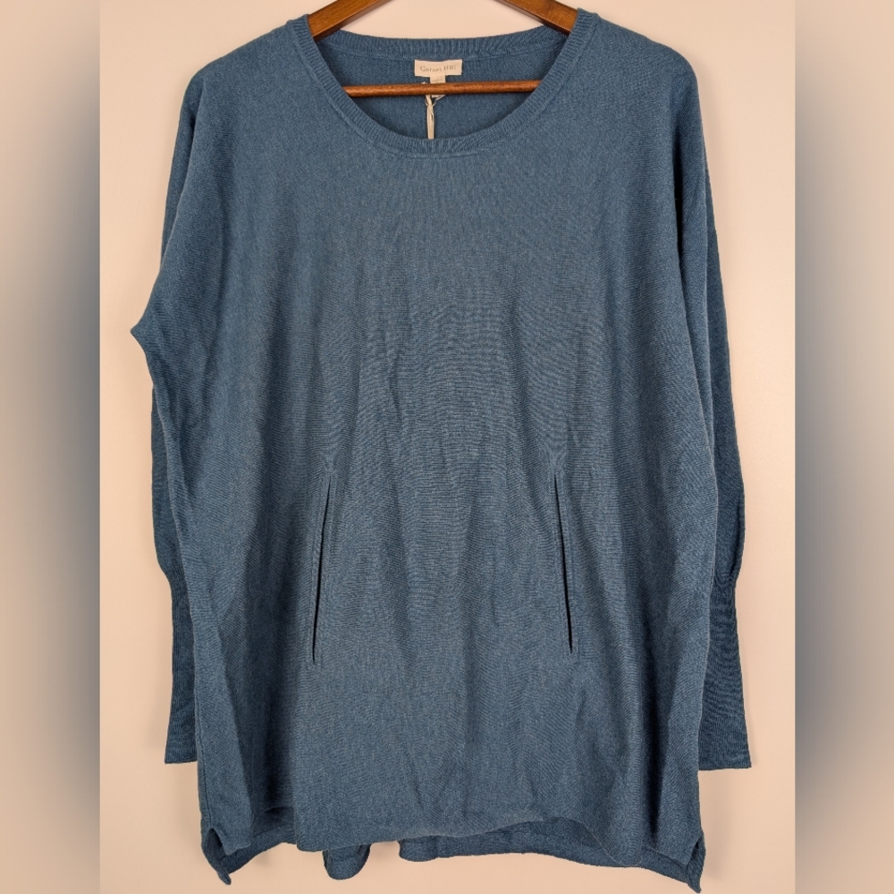NWT Garnet Hill Organic Cotton Pocket-Detail Tunic Sweater Sz.L Oversized Cozy